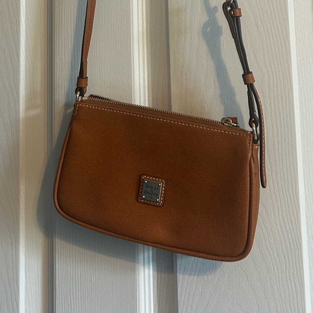 Brown Saffiano Leather Crossbody Bag